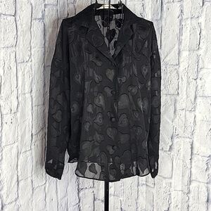 VICTORIA'S SECRET Black Heart Design Sheer Lingerie‎ Blouse XS